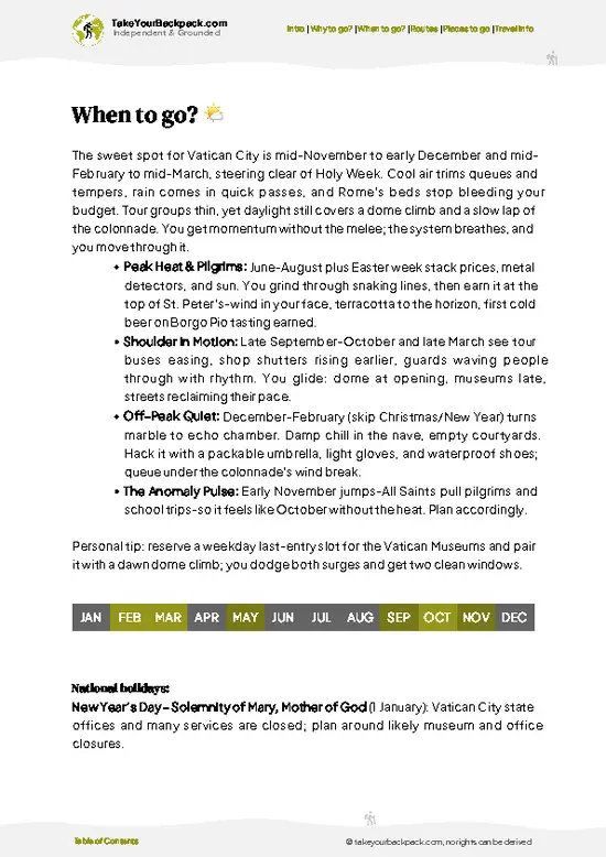example page 3 from our offline Travel Guide for Vatican City State